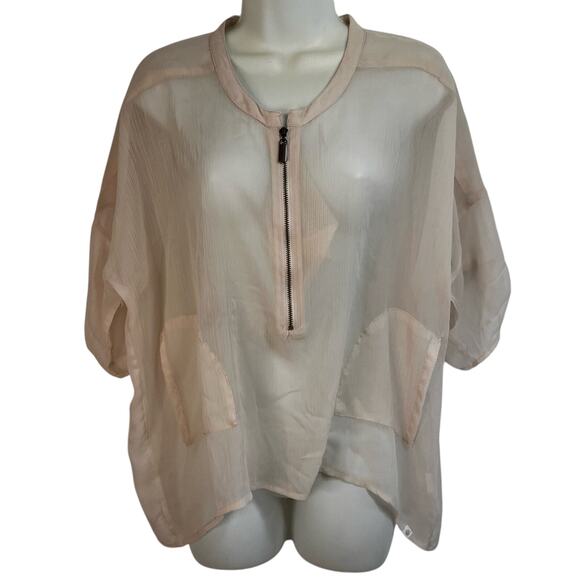 Element Skateboards Sheer Cream Women's Top Size Small Petite, Zipper, Pocket - Picture 1 of 6
